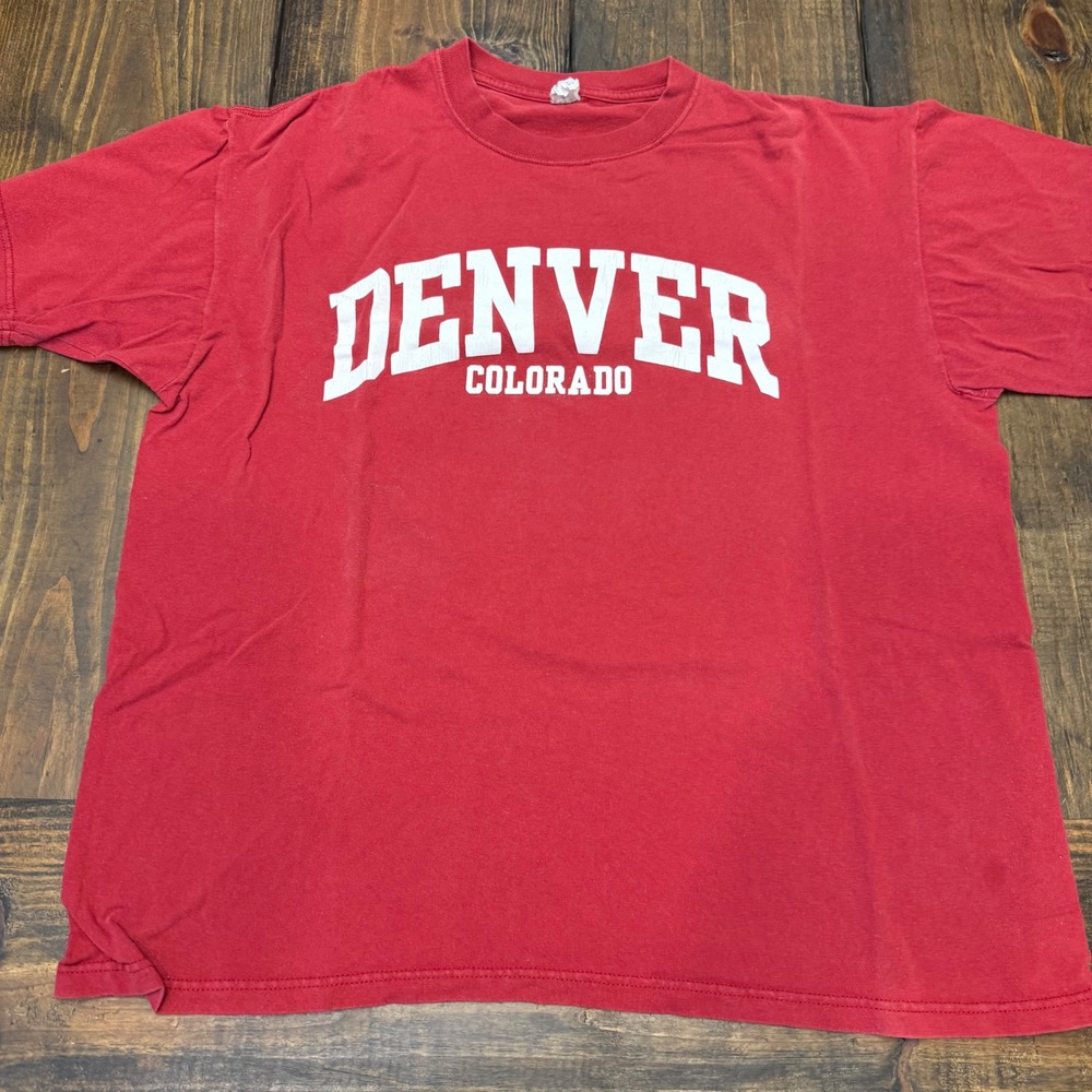 Anvil Denver Colorado Graphic T-Shirt Mens‎ XL Red Short Sleeve Cotton Tee